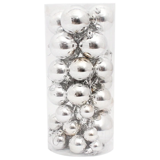 

36PCS/Lot Christmas Ball Mixed Plastic Gift Ball Hanging Xmas Party Ornament Christmas Tree Decoration silver 3 4 5 6 8cm