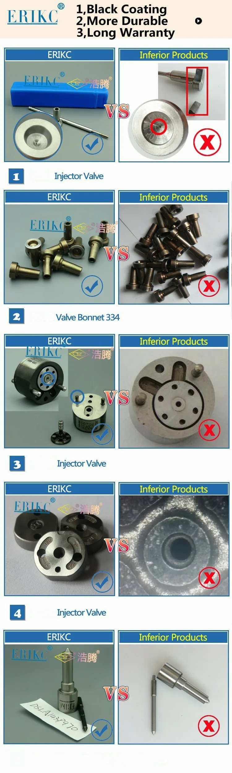 ERIKC Common Rail дизельные форсунки для инжектора, ремонтные комплекты для инжектора 0445110064 33800-27000 3800-27010