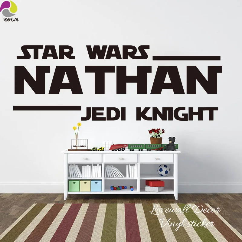 Custom Name Star War JEDI Knight Wall Sticker Boy Room Anime Film