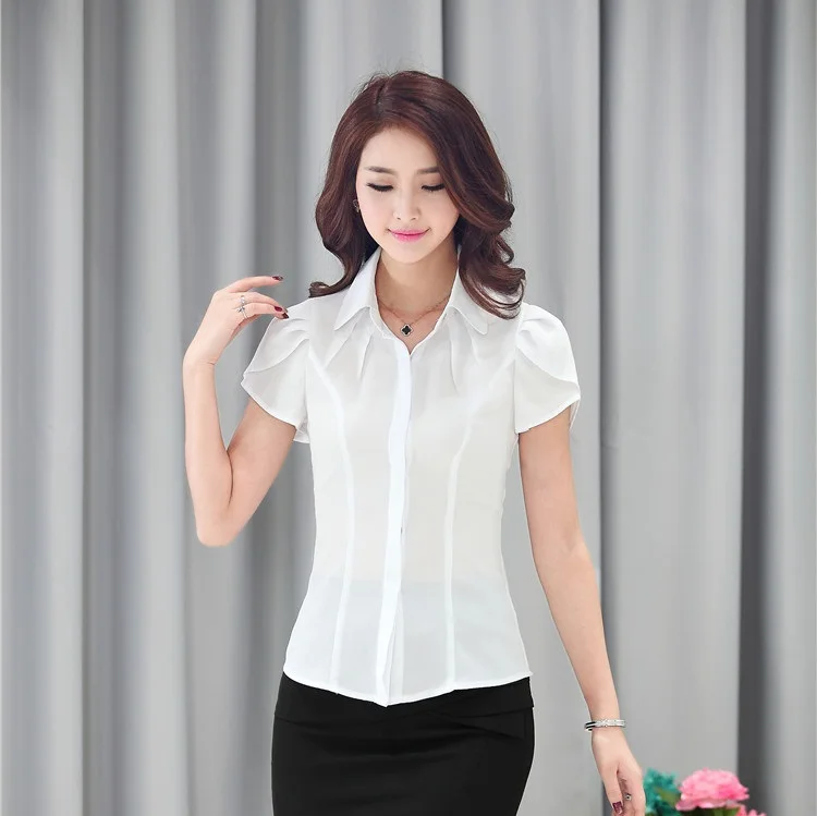 Formal blanco blusas mujeres camisas de verano del