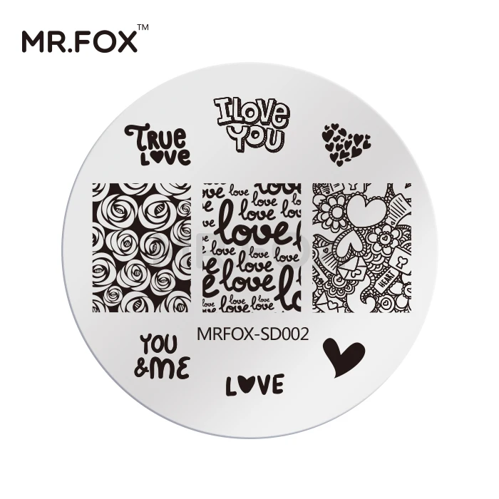 Пластины для штамповки ногтей, штампы для дизайна ногтей, штампы, панды, трафареты carimbo de unha для лака, милые животные, MR FOX