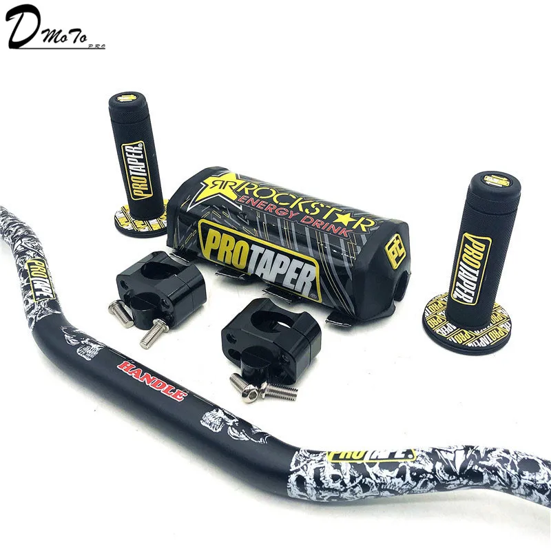 Руль для PRO Taper Pack Bar 1-1/" ручка бар колодки ручки Pit Pro гоночный Dirt Pit велосипед Мотоцикл CNC 28,5 мм адаптер - Цвет: Black R