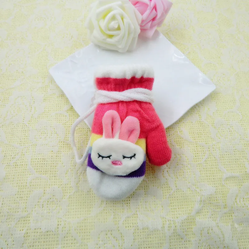 Модные детские перчатки Мэн теплый кролик полный посылка зима мальчик девочка Вязание милые детские варежки