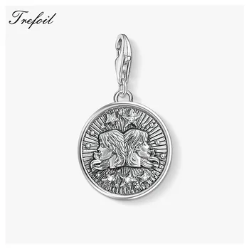 

Zodiac Sign Gemini Charms Pendant,2019 Fashion Jewelry 925 Sterling Silver Vintage Gift For Women Men Fit Bracelet Necklace