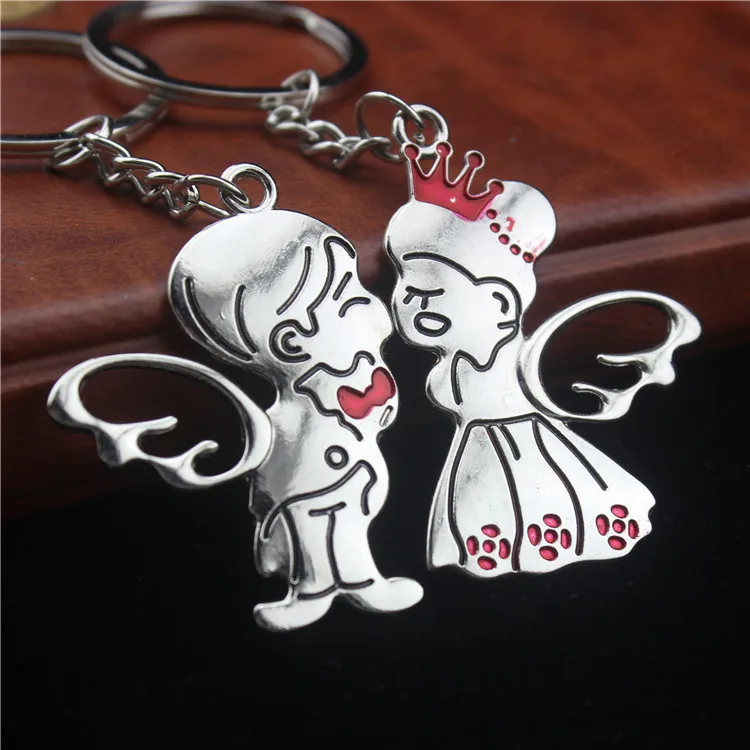 Lovers keychain Kissing cartoon couples Dolls key chain 24pair/lotin