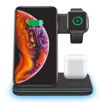 

3 in 1 Wireless Charger stand For iPhone Qi Fast Charger Dock Charging Station Group Vertical for apple Watch AirPods