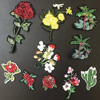 

Elegant Embroidered beaded sequin flower Patch Floral Applique sew on Patch for Jean Jacket