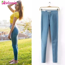 Hot Sale Fashion Pencil Jeans Woman Casual Denim Stretch Skinny Jeans Femme Vintage High Waist Jeans Women Black Blue White