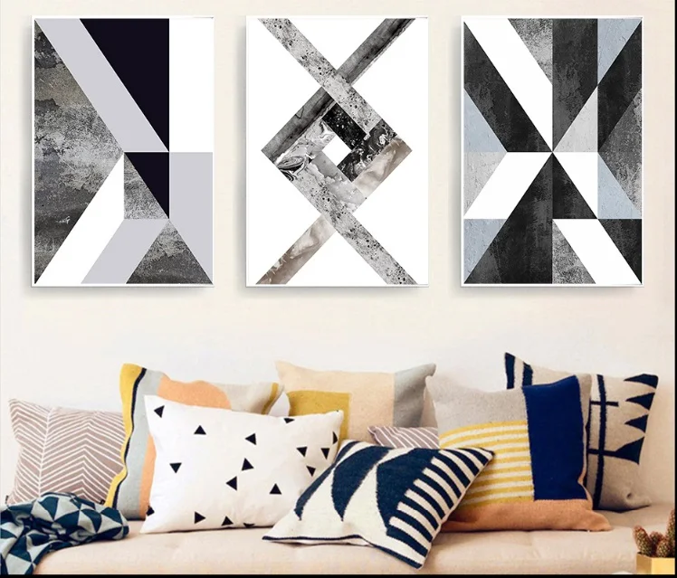 

Abstract Geometric Patter 3 Pieces Decorative Paintings Wall Art Print Picture Canvas Painting Poster for Living Room No Framed