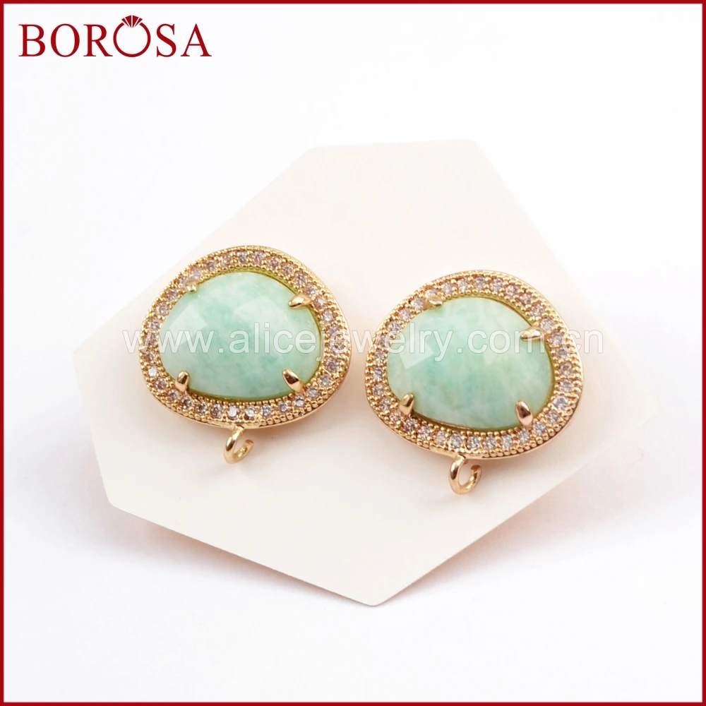 BOROSA 10 пар микро паве CZ Multi kind Faceted серьги гвоздики с драгоценными камнями находки