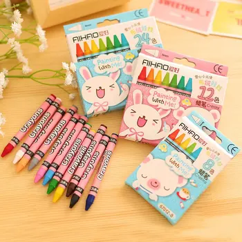 

Creative stationery 8 colors 12 colors 24 colors crayons Non-toxic crayon pupils summer vacation gift crayon set