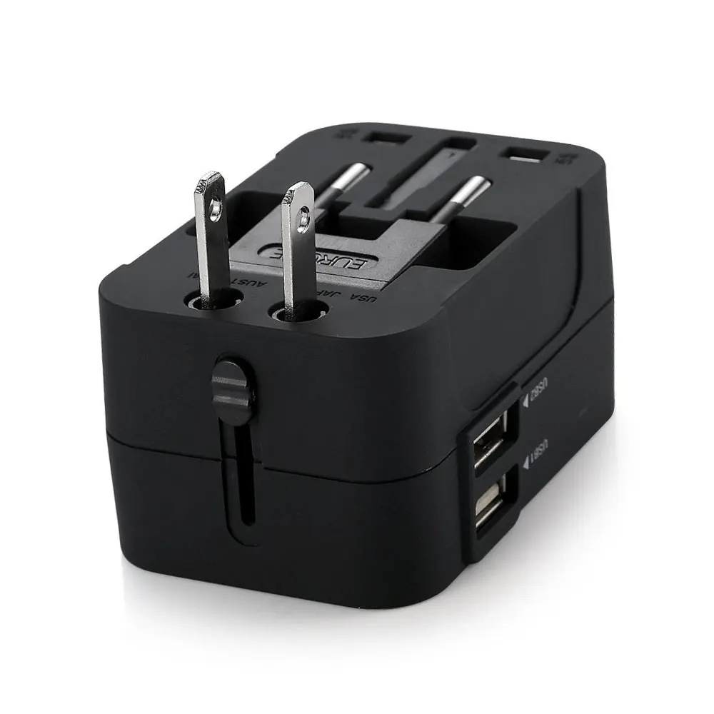 Universal Worldwide Travel Plug Adapter uk eu Adaptor Wall Socket USB Dual Charger Ports For for USA EU UK AUS Cell Phone Laptop