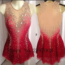 Figure Skating Dresses Red Girls Custom Ice Skating Dress Expensive Ice Skating Clothes Women Competition Skating Skirt N54 black ice skating dress cheap black skating dress hot sale custom skating dress women cheap ice skating dress free shipping