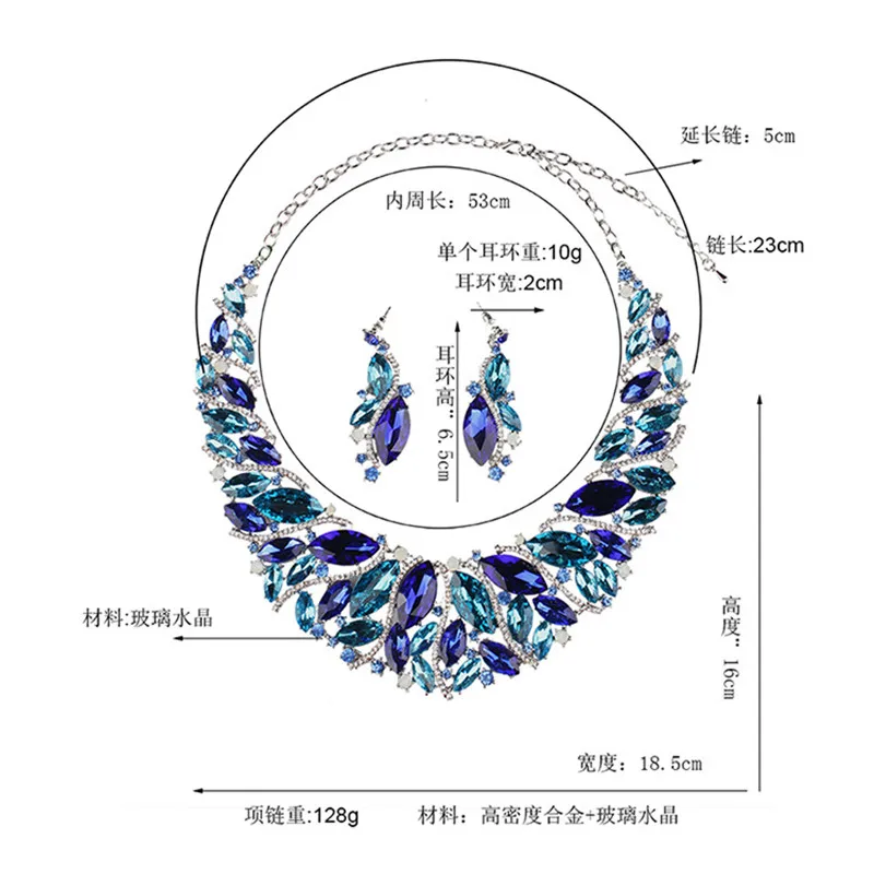 Роскошные Австрийские кристаллы Свадебные Ювелирные наборы зеленое дерево ротанга ожерелье серьги набор