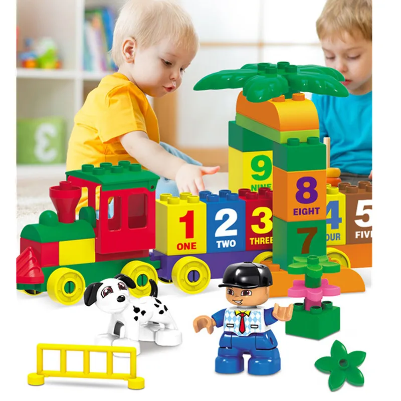 

Diy Children Educational Building Blocks Bricks Happy Number Train Compatible with Legoingly Duploe Christmas Gift Toys for Kids