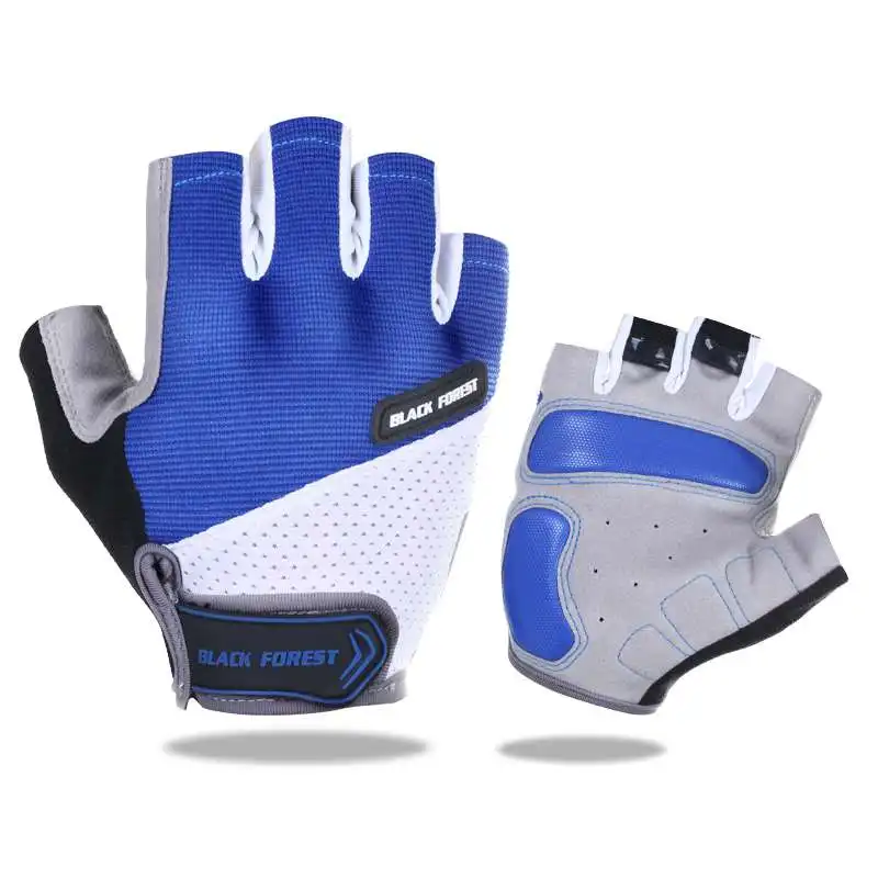 Перчатки для велоспорта, летние, для езды на велосипеде, для спорта на открытом воздухе, полпальца, дышащие перчатки, ударные, MTB перчатки для мужчин и женщин, перчатки для дорожного мотокросса - Цвет: Blue