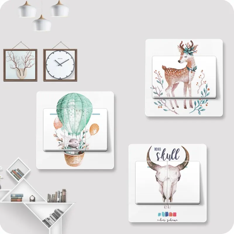 

6Pcs Creative cartoon switch sticker self adhesive switch decorative stickers socket simple switch cover