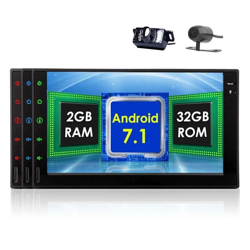 Free Front&Backup Cameras!! Car Stereo 2 din 7 Inch Android 7.1 GPS Navigation Autoradio Bluetooth Support Wifi/USB/SD Head Unit