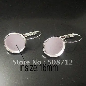 

Free shipping!!!200pcs/lot French Lever back earring base,Cabochon Settings , earring blank ,flat round 16mm