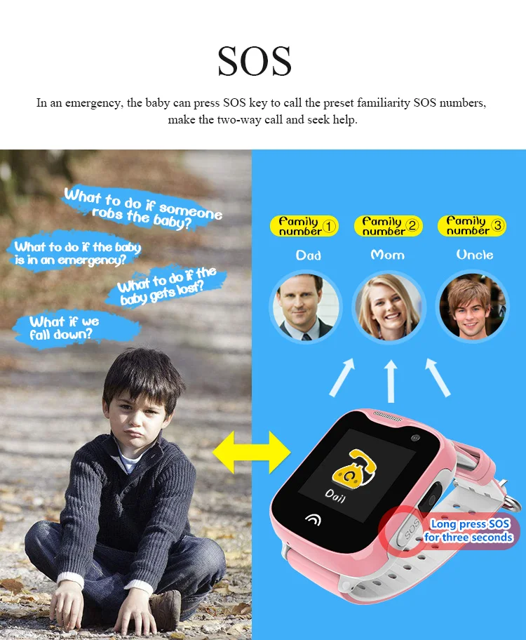 Водонепроницаемые Смарт-часы D7 с 1,33 дюймовым экраном для детей в реальном времени, gps трекер, SOS Бесплатное мобильное приложение, gps+ Wifi+ LBS, несколько методов отслеживания