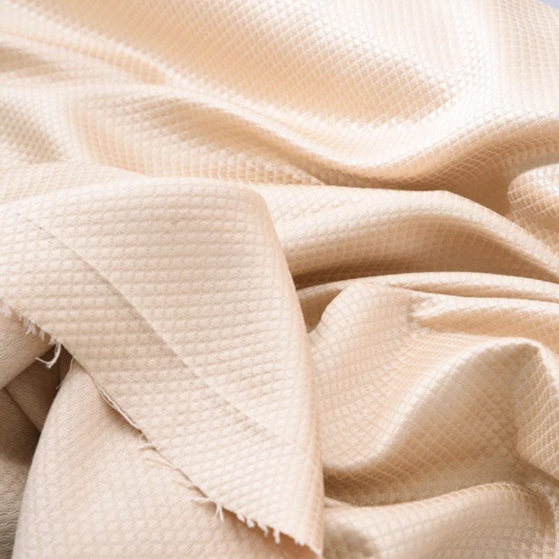 

114CM Wide 40MM Jacquard Camel Color Silk Linen Fabric for Summer and Spring Dress Clothes Jacket H416
