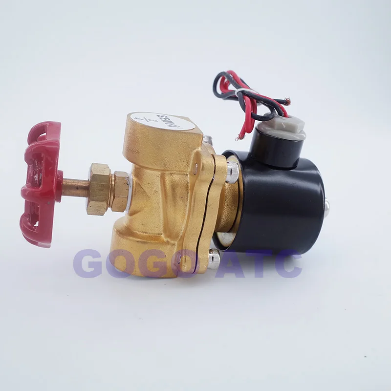 2 варианта воздуха Газ воды Медный Соленоидный клапан с ручной аварийный выключатель G1/2 3/" дюймов нормально закрытый полный медный браслет клапан провода