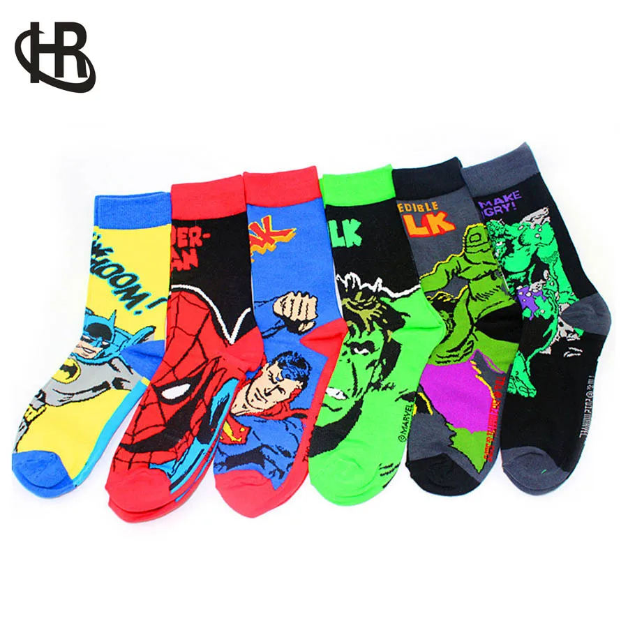 H & R мужские хлопковые носки MARVEL COMICS Супер герои Повседневное платье до колен