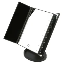 שלוש מתקפלים שולחן מנורת LED זוהר מתכוונן כלי מראת איפור מראה השיש מראה קוסמטי מקצועי מרכיב את האור