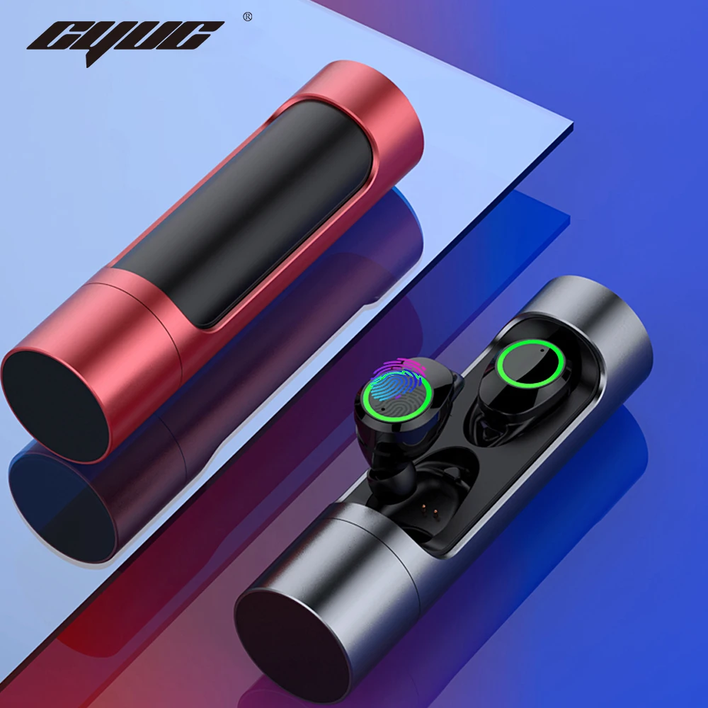 

CYUC TWS Wireless Bluetooth In-ear Earphones Hifi Sport Headset Earbuds IPX7 Waterproof W Rechargable Case USB 1000mAH Powerbank