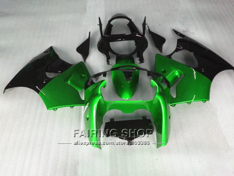 Zx6r 2000 2001 2002 Обтекатели для Kawasaki (зеленый и черный) комплект обтекателей под