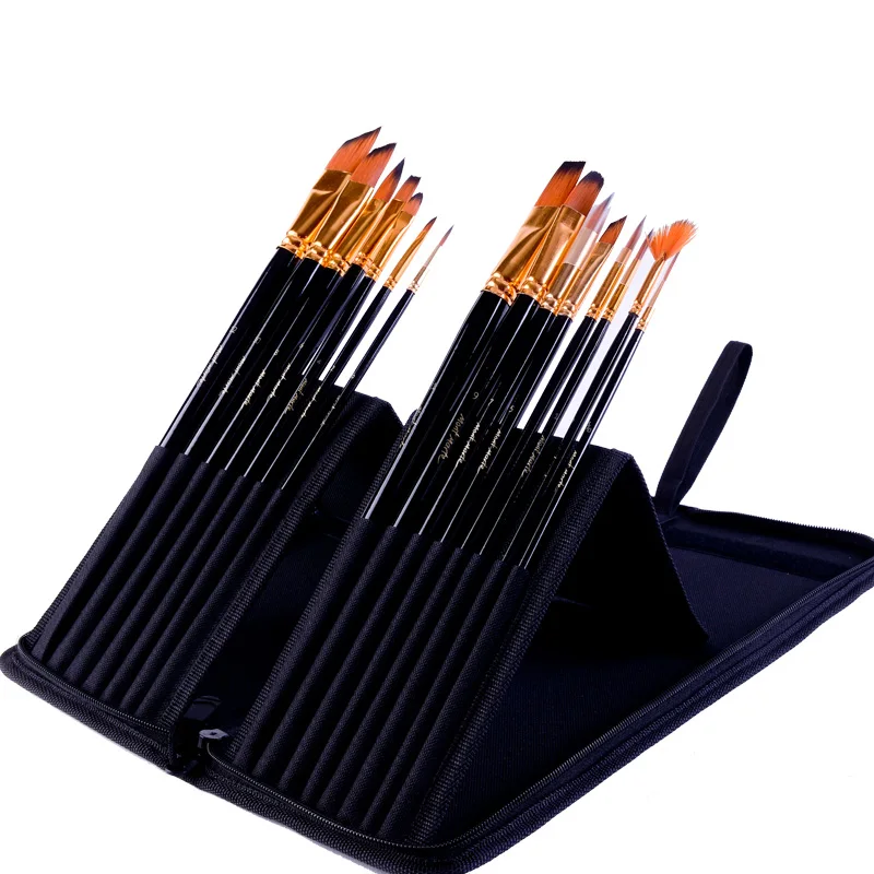 

Painting Brushes Watercolor Brushes Round Pointed Tip Nylon Hair Brush Set Professional Artist Paint Brush 15 Pieces