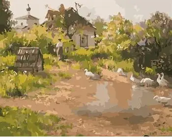 Сибирские пейзажи gaggle of geese краска по номерам Набор сделай сам акриловая живопись