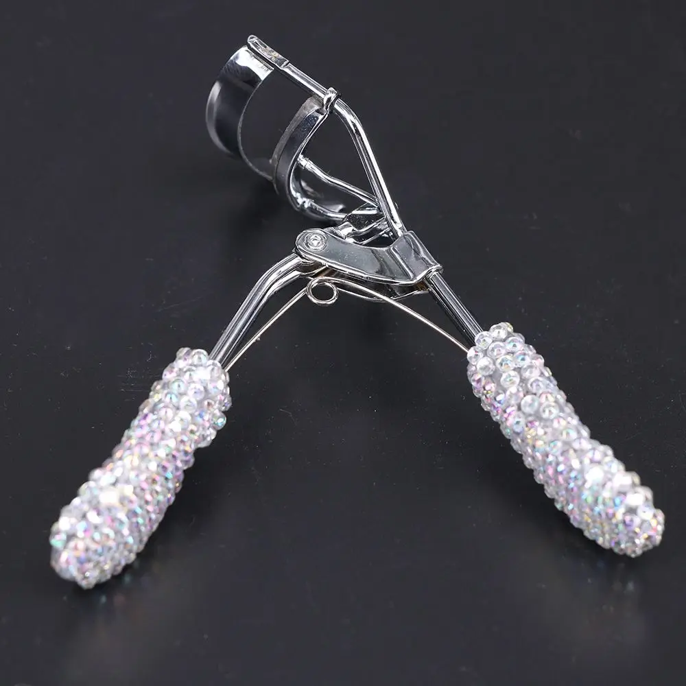

New And Fashion Eyelash Curler Shining Silver White Handle Eye Curling Eyelash Curler Clip Beauty Makeup Rhinestone