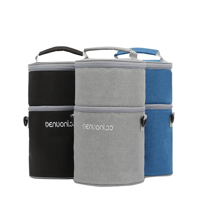 

barrel shape double-layer circular heat cold preservation cooler bag lunch picnic cool thermal food fresh carrier ice pack bag