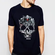 ТВ шоу череп Ходячие мертвецы Мужская футболка летняя футболка с коротким рукавом и круглым вырезом хлопок мужская футболка бренд панк Футболка
