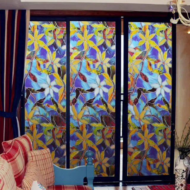 45cmx1m Bathroom Window Stick Sunscreen Waterproof Static Cling 45cmx1m Bathroom Window Stick Sunscreen Waterproof Static Cling Cover Stained Flower Privacy Gl Film Adhesive