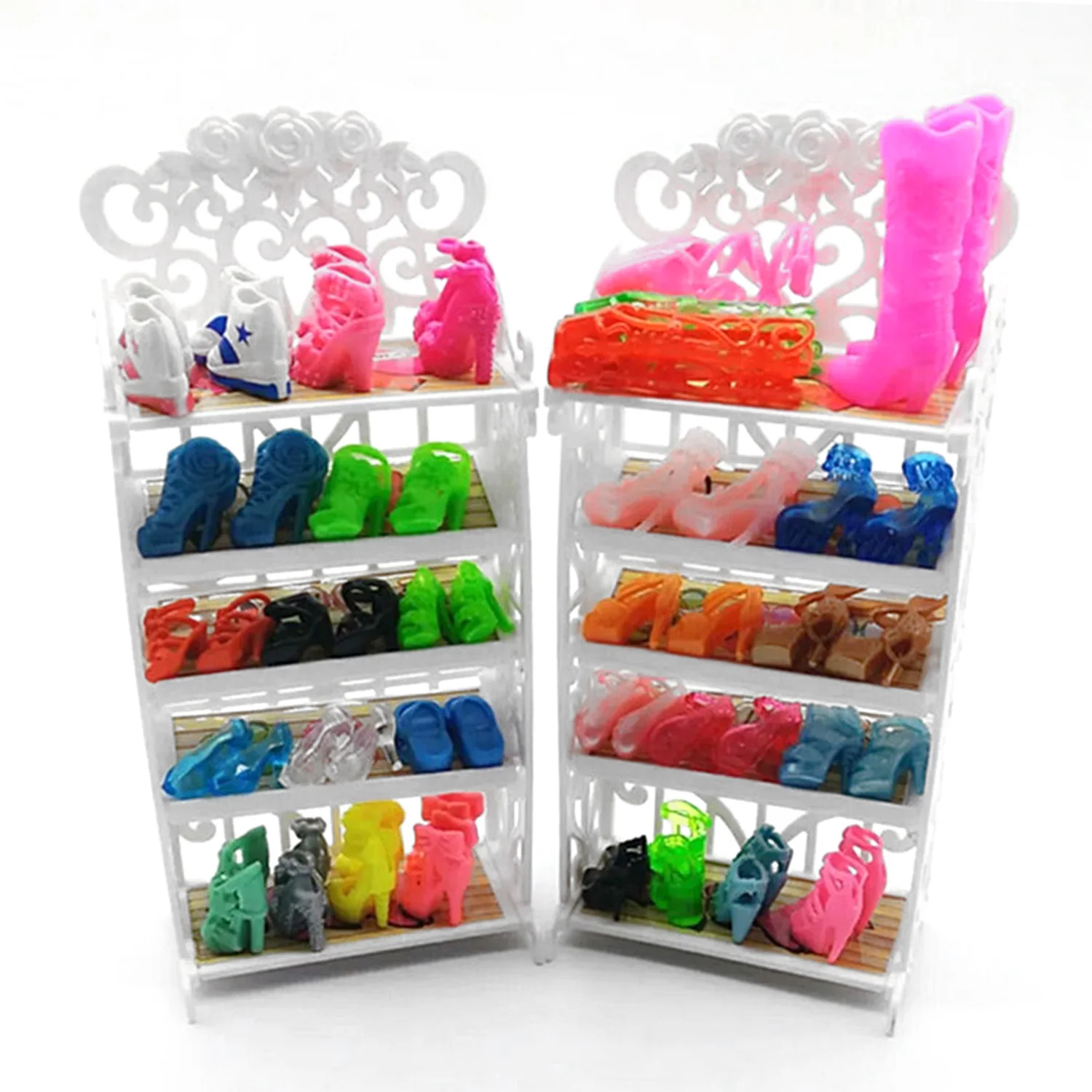 Besegad 1Pcs Shoes Rack Cabine+20 Pairs Shoes Doll Furniture Accessories Dollhouse Decor for Barbie Kids Girls Birthday Gift Toy Besegad 1Pcs Shoes Rack Cabine+20 Pairs Shoes Doll Furniture Accessories Dollhouse Decor for Barbie Kids Girls Birthday Gift Toy
