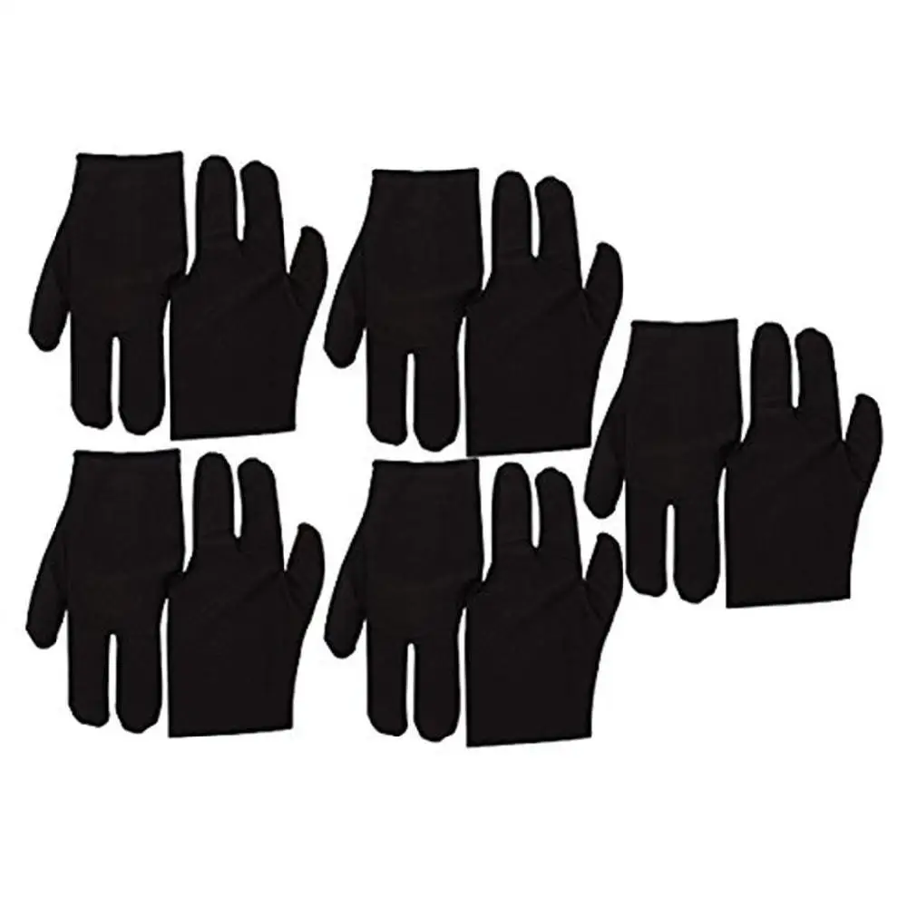 Аксессуары для бильярда, 5 пар, черные, тянущиеся, бархатные, 3 пальца, перчатки для бильярдного кия, пула, упаковка, дышащие, перчатки для гольфа
