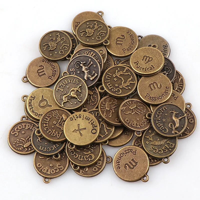 12pcs Ancient Twelve Constellation Logo Charm For Bracelet Necklace Pendant Handmade Diy Jewelry Making Accessories12 | Украшения и