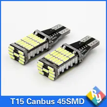 2pcs canbus led W16W LED CANBUS T15 45led 4014smd Chip LED High Power Light Bulbs Compatible with T10 W5W LED Bulbs Car styling