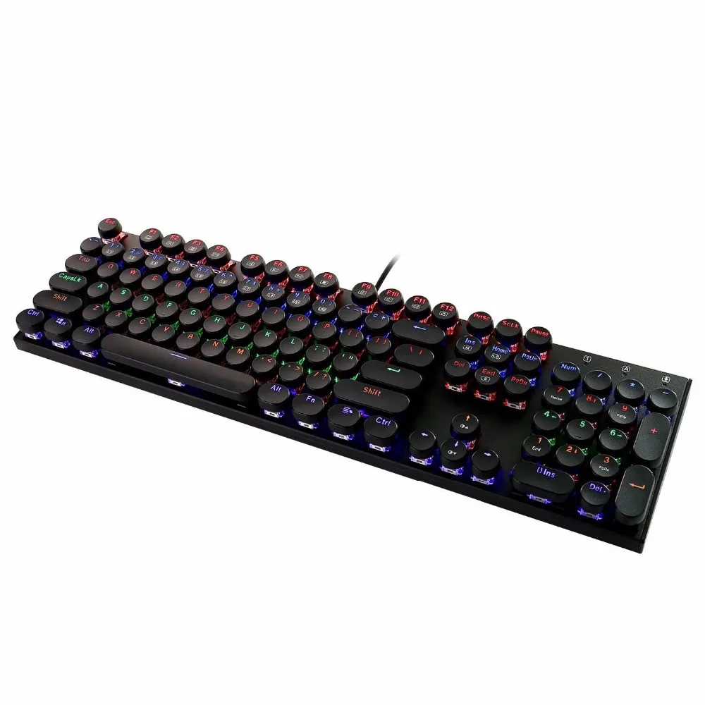 K350S Retro Round Keycap LED Backlit USB Wired Mechanical Gaming Keyboard with Blue Switches 104 Keys No Conflict | Компьютеры и офис