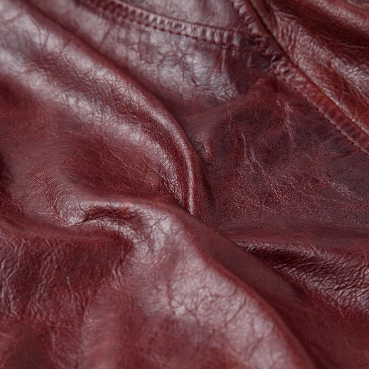 Men Casual Leather Jacket Red Color Plus Size XXXXL Genuine Thick Cowhide Clothing Men's Winter Warm Slim Fit Leather Coat (11)