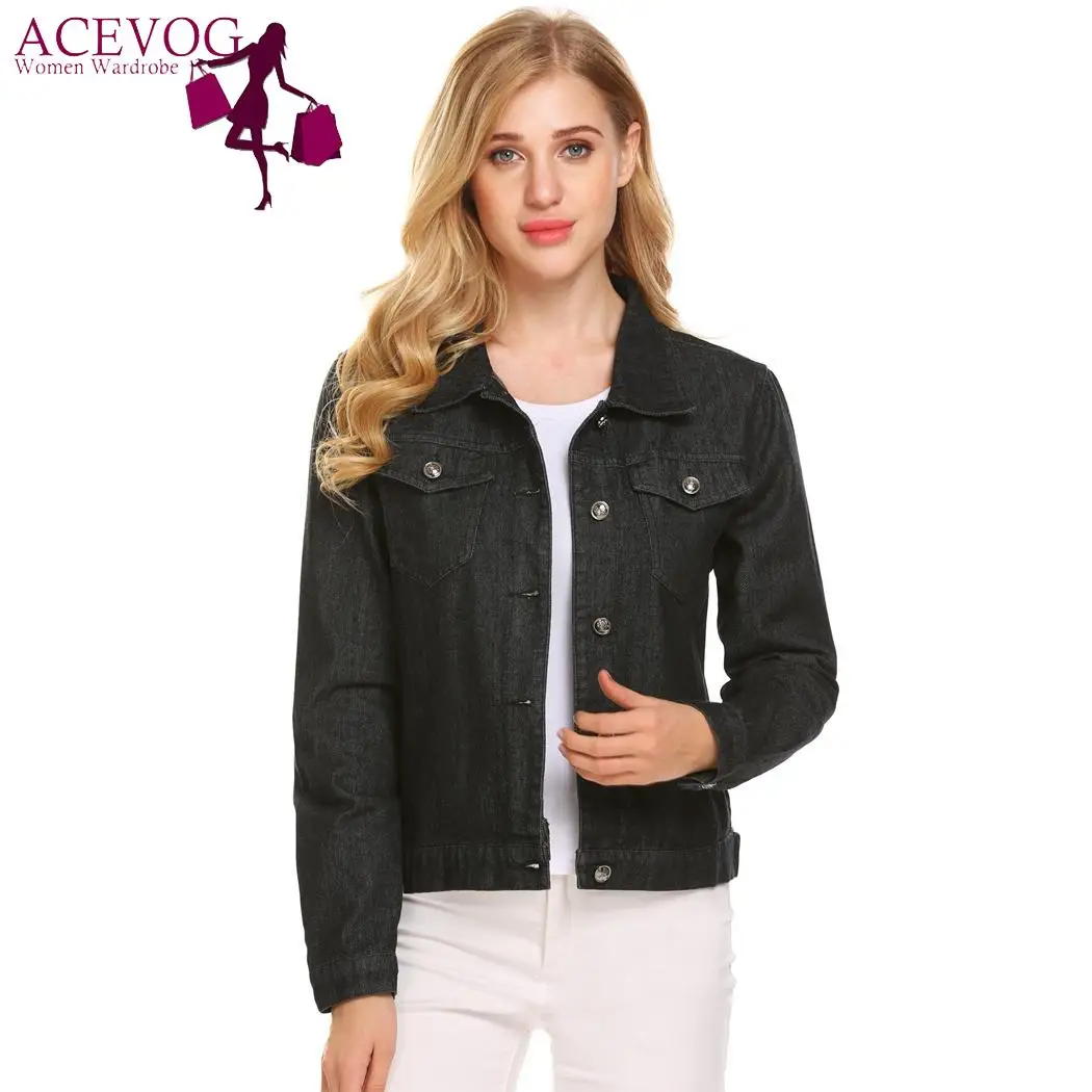 ACEVOG одноцветное Для женщин длинный рукав; пуговицы Down Denim Jacket ACEVOG одноцветное Для женщин длинный рукав; пуговицы Down Denim Jacket