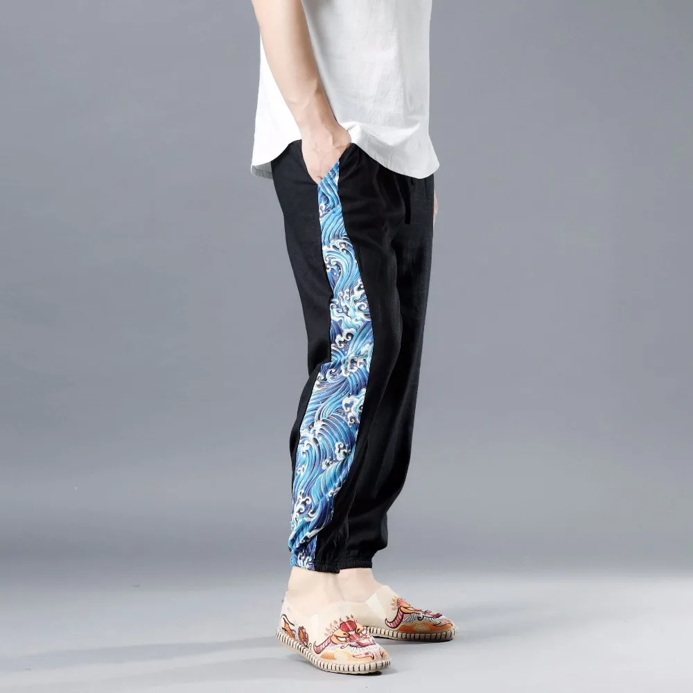 LZJN 2019 Summer Clothe Casual Harem Pants Men Fitness Trousers Male Chinese Traditional Patchwork Print Jogger Pants Harajuku (15)