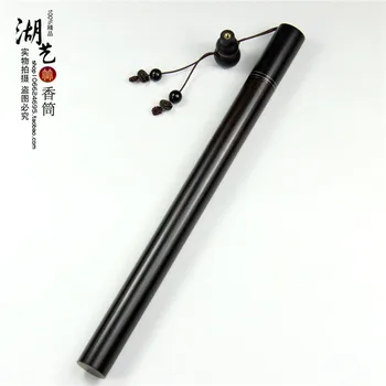

Delicate ebony long hand inlaid silver joss stick tube creative fragrant incense inserted tube with gourd pipe 10 grams