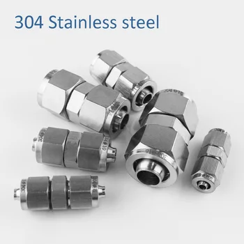 

Stainless Steel Pipe Connector 6/8/10/12/14MM O.D TUBE through joint two ferrule tube fitting 304 SS Pipe straight fitting