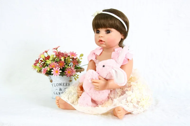

Princess sue 22inch55cm new arrival cloth body simulation baby girl with lovely plush toy silicone reborn baby dolls
