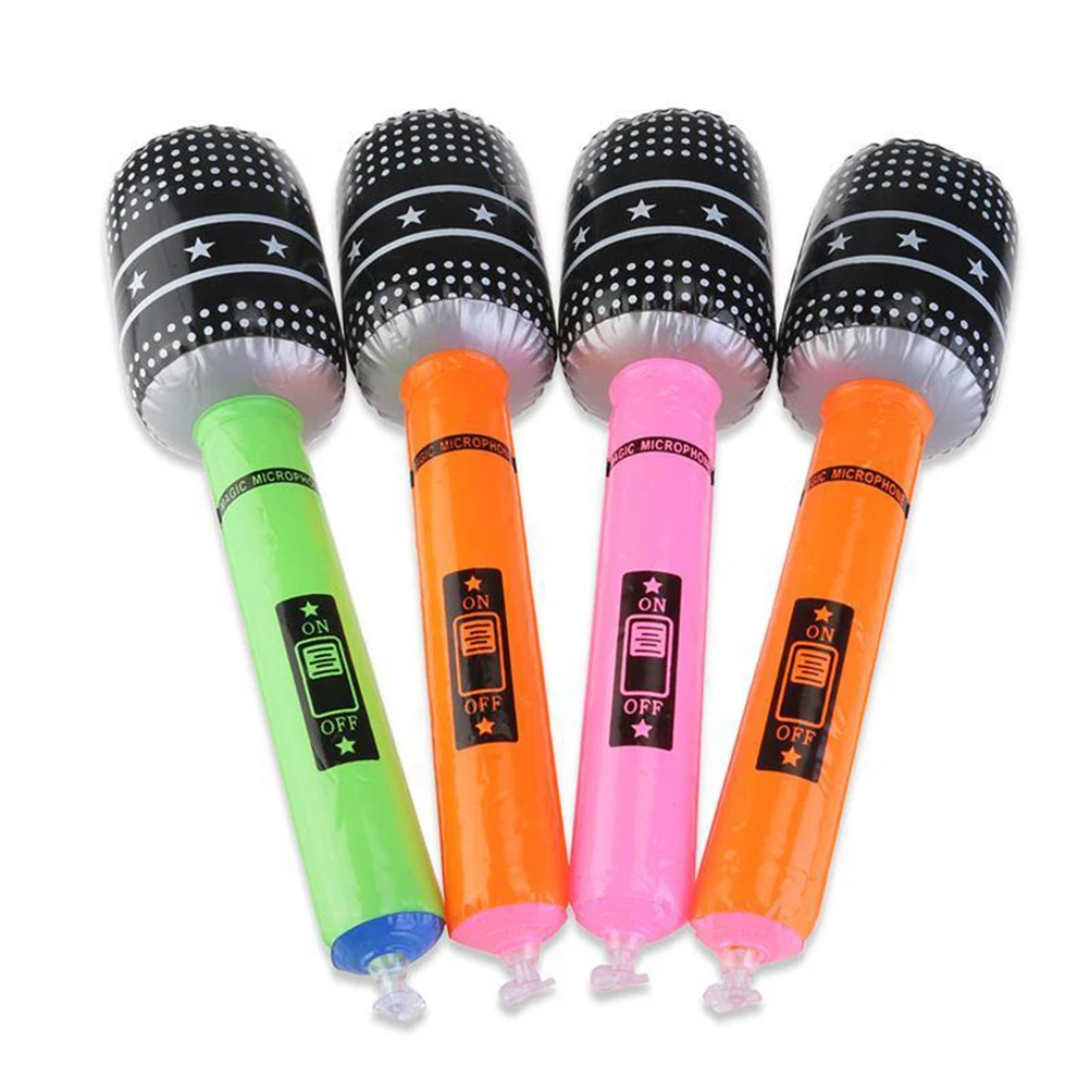 6Pcs 24CM Party Favor Kids Toy Gift Blow up Inflatable Plastic Microphone Random Color Party