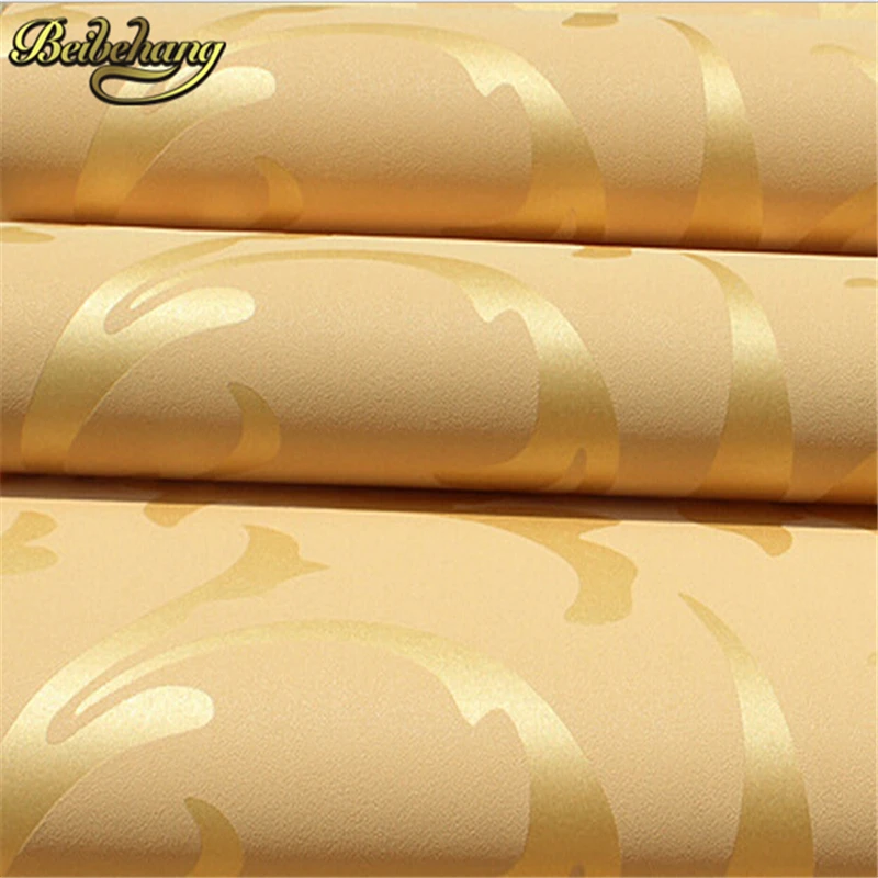 papel parede- Luxury European Modern Leaf Wallpaper Wholesale Non-woven Papel Parede Mural Wallpapers Roll Silver Golden 3D Wall