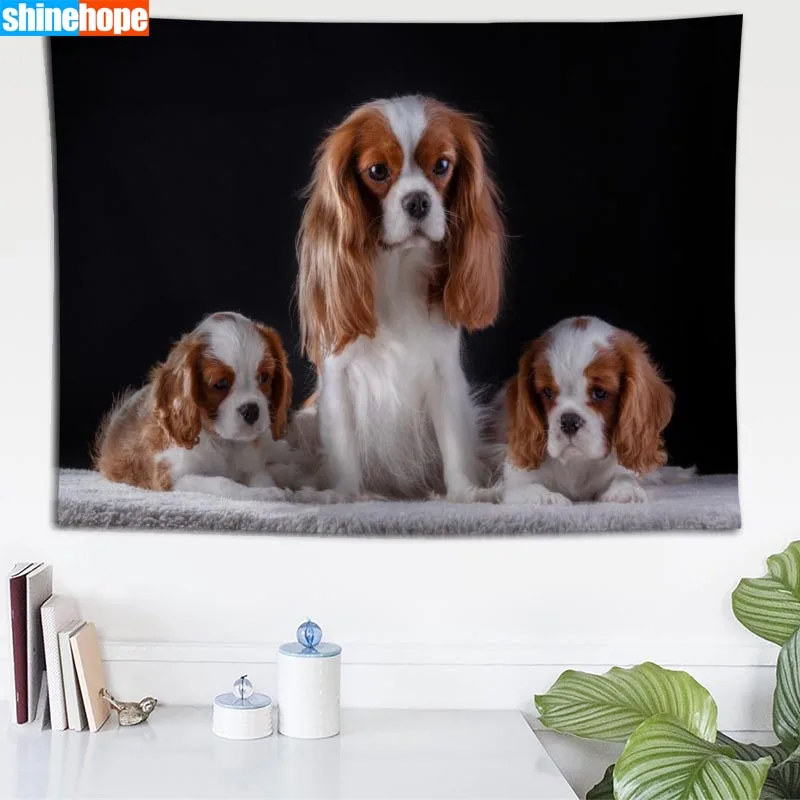 Гобелен King Charles Spaniel, собаки, настенный психоделический гобелен, домашний декор, комната, Настенный Ковер, настенное одеяло - Цвет: Tapestry 4
